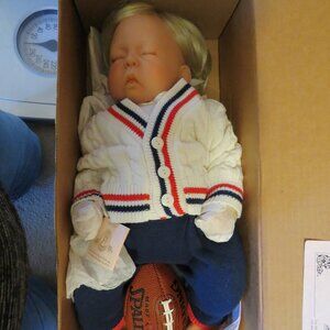 Cherish “All American Boy” w/football Lee Middleton Original box w/certificate
